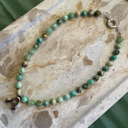 ZUNI INITIAL SILVER - GREEN ANGELITE